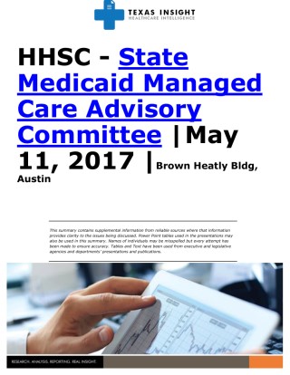 HHSC: Medicaid Managed Care Advisory Committee Cover Image