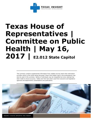 Texas House of Representatives: Committee on Public Health Cover Image