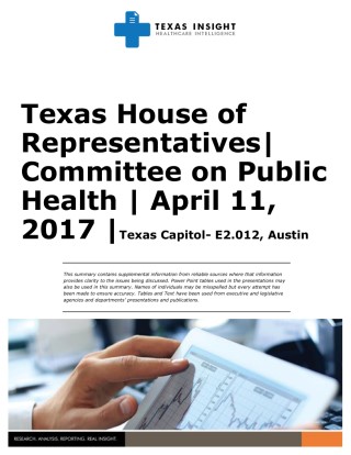 Texas House of Representatives: Committee on Public Health Cover Image