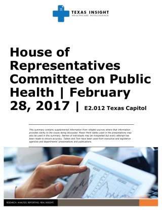 Texas House of Representatives: Committee on Public Health Cover Image