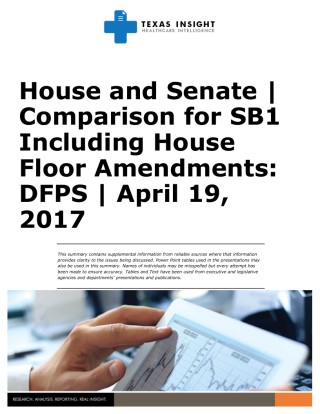 House and Senate Comparison for SB1 Including House Floor Amendments: DFPS Cover Image