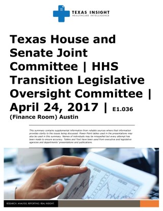 Texas House and Senate Joint Committee: HHS Transition Legislative Oversight Committee Cover Image