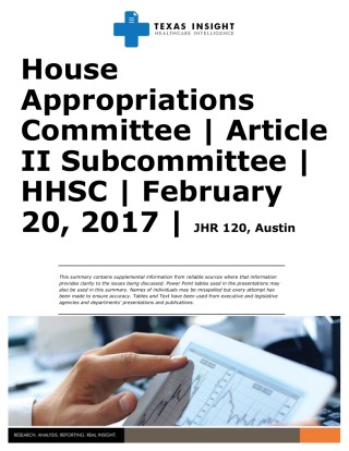 HAC: Article II Subcommittee - HHSC Cover Image