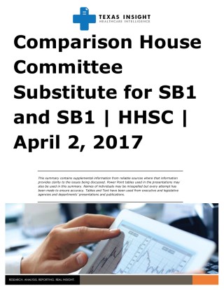 House and Senate Comparison: HCSSB1 and SB1 - HHSC Cover Image