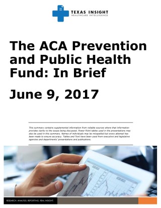 The ACA Prevention and Public Health Fund: In Brief Cover Image
