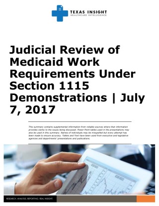 Judicial Review of Medicaid Work Requirements Under Section 1115 Demonstrations Cover Image