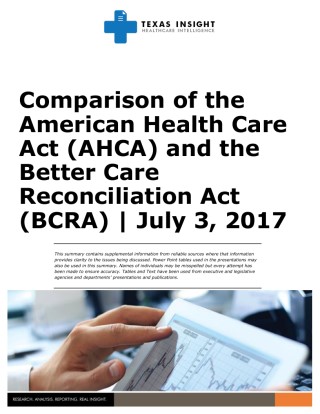 Comparison of the American Health Care Act (AHCA) and the Better Care Reconciliation Act (BCRA) Cover Image