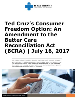 Ted Cruz’s Consumer Freedom Option: An Amendment to the Better Care Reconciliation Act (BCRA) Cover Image
