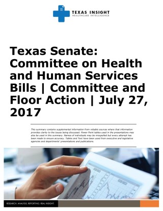 Texas Senate: Committee on HHS Bills - Committee and Floor Action Cover Image