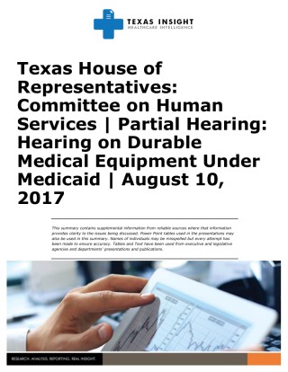 House Human Services Committee: Durable Medical Equipment Cover Image