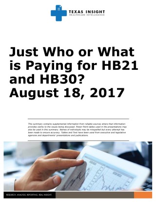 Just Who or What is Paying for HB21 and HB30? Cover Image