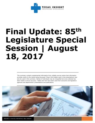Final Update: 85th Legislature Special Session Cover Image