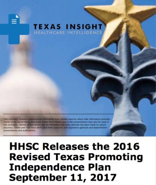 HHSC Releases the 2016 Revised Texas Promoting Independence Plan Cover Image