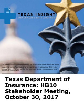 Texas Department of Insurance: HB10 Stakeholder Meeting Cover Image