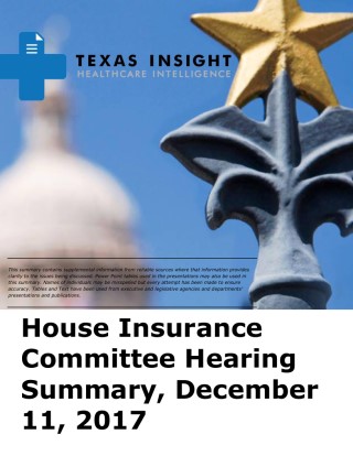 House Insurance Committee and TX Waiver Options Cover Image