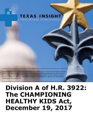 Division A of H.R. 3922: The CHAMPIONING HEALTHY KIDS Act Cover Image
