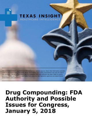 Drug Compounding: FDA Authority and Possible Issues for Congress Cover Image