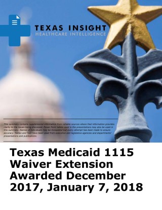 Texas Medicaid 1115 Waiver Extension Awarded December 2017 Cover Image