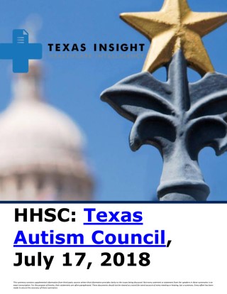 HHSC: Texas Autism Council Cover Image