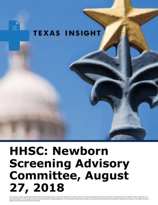 HHSC: Newborn Screening Advisory Committee Cover Image