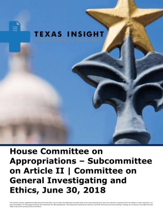 House: Appropriations - Art. II and General Investigating & Ethics Cover Image