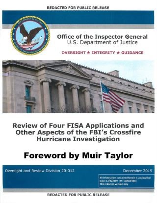 Inspector General Horowitz's Report on the Review of FISA Applications Cover Image