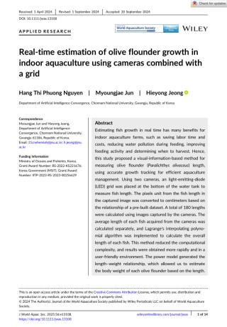 Real-time estimation of olive flounder growth inindoor aquaculture using cameras combined witha grid Cover Image